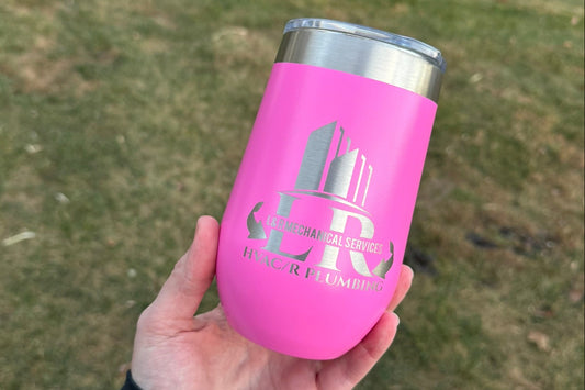 16oz Custom Engraved Wine Tumbler with Sliding Plastic Lid