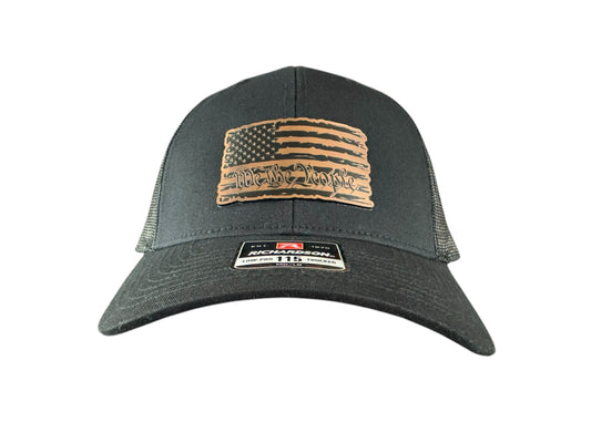 Custom Copper/Black Acrylic Patch on Black Richardson 112