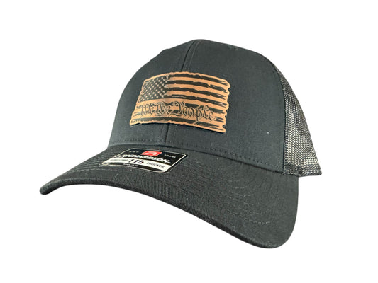 Custom Copper/Black Acrylic Patch on Black Richardson 112