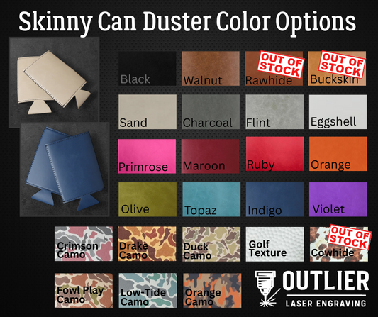 Custom Engraved Logo SLIM Can Dusters Leatherette