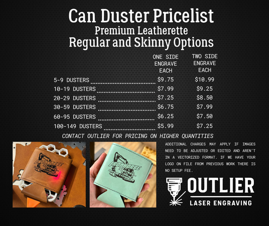 Custom Engraved Logo Leatherette REGULAR Can Dusters Coolers