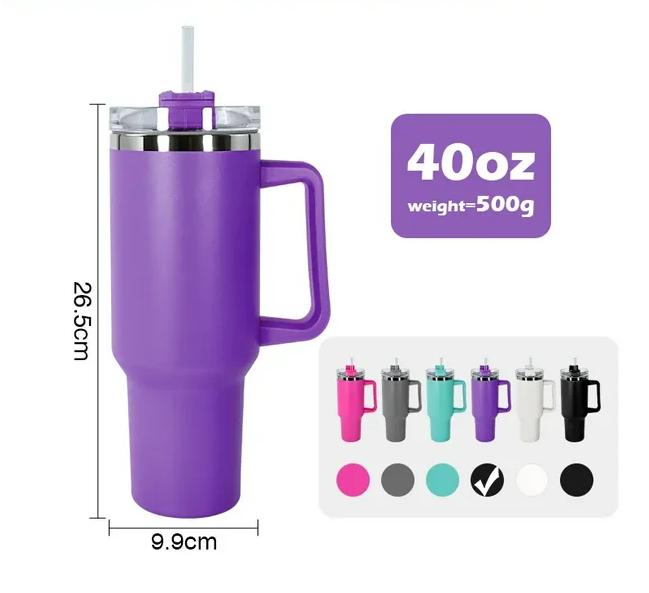 40oz Custom Logo Tumbler with handle - Stainless Base