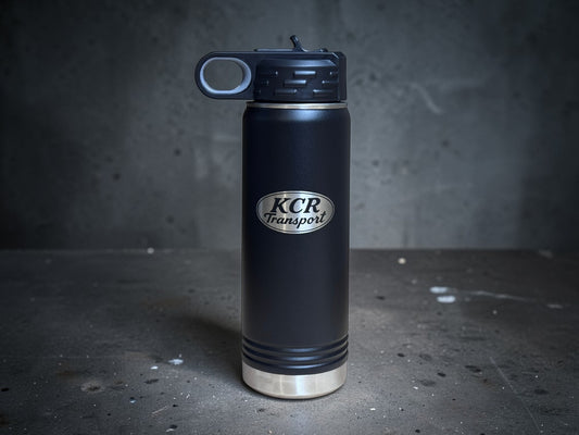 20oz Custom Engraved Water Bottle Tumbler with Flip Straw
