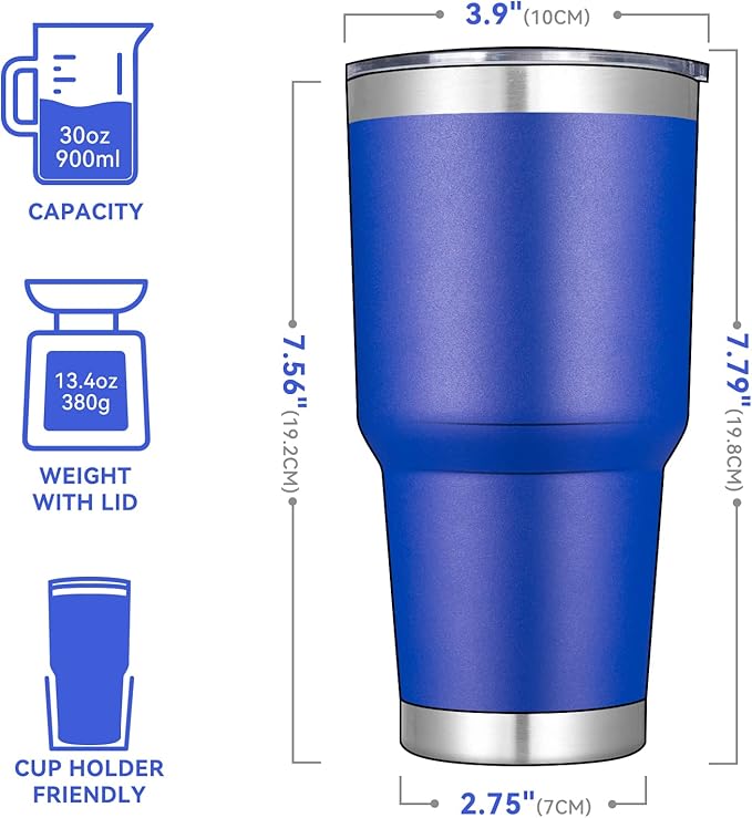 30oz Custom Engraved Tumbler with Sliding Plastic Lid