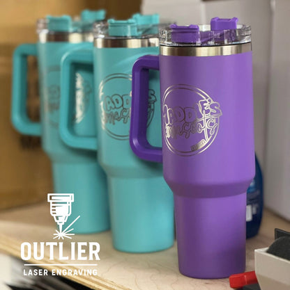 40oz Custom Logo Tumbler with handle - Stainless Base