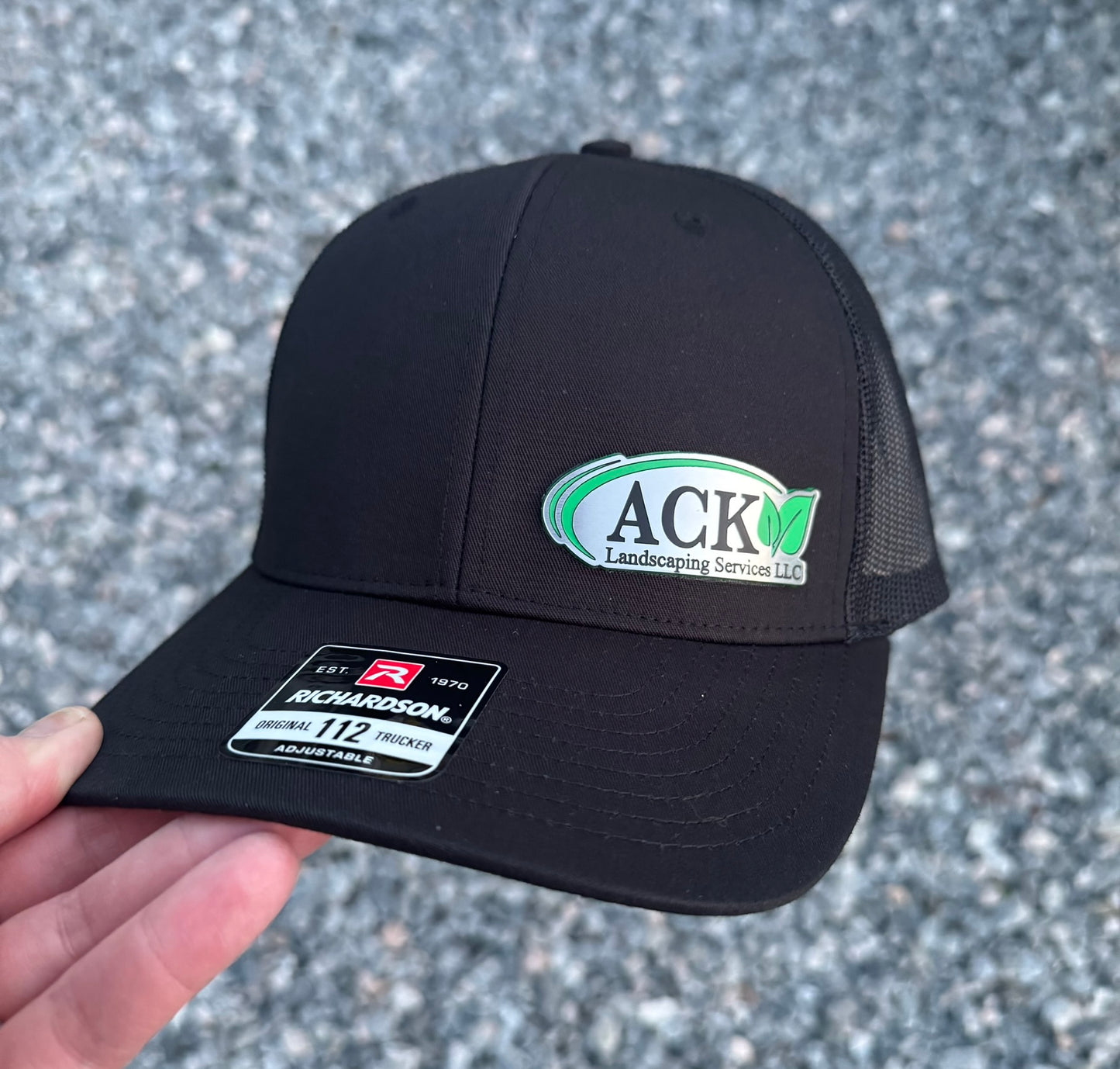 Custom Stainless/Black/Green Acrylic Patch on Richardson 112