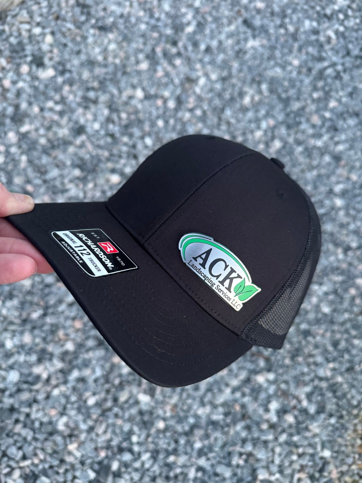 Custom Stainless/Black/Green Acrylic Patch on Richardson 112