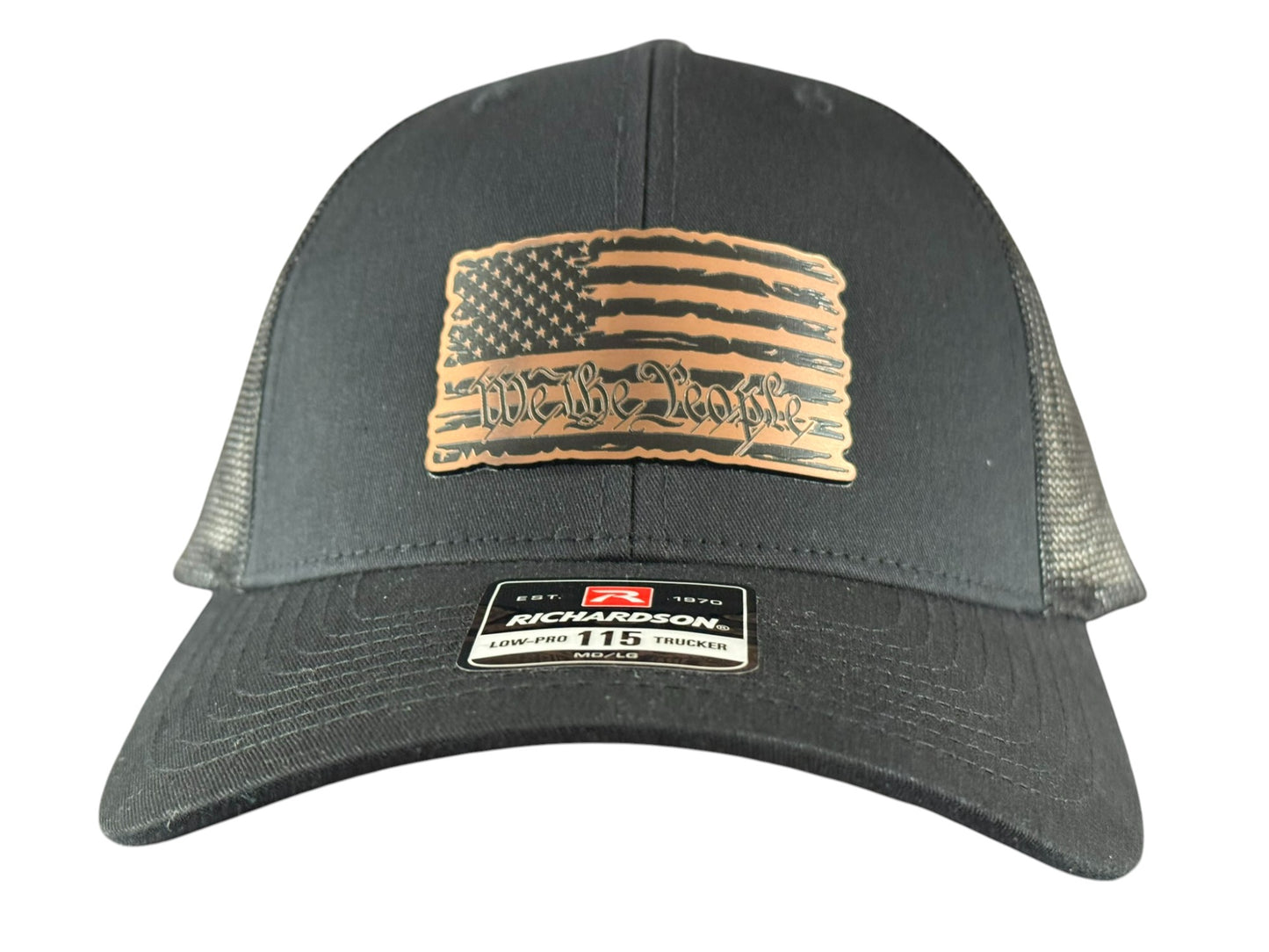 Custom Copper/Black Acrylic Patch on Black Richardson 112