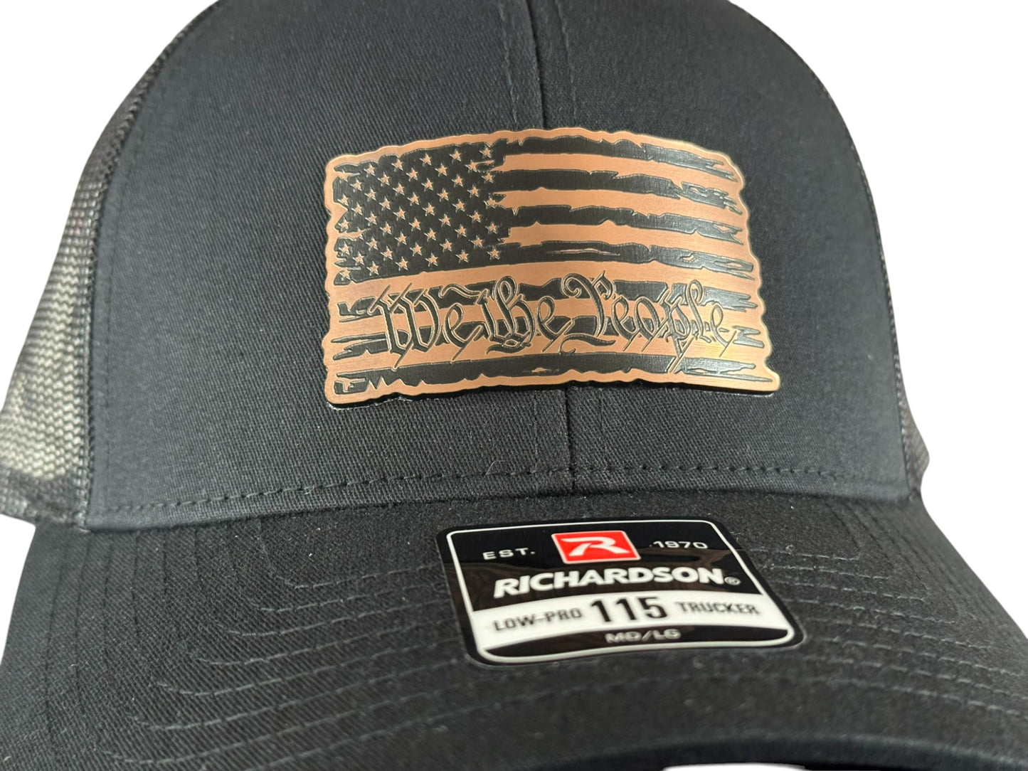 Custom Copper/Black Acrylic Patch on Black Richardson 112