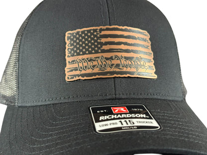 Custom Copper/Black Acrylic Patch on Black Richardson 112