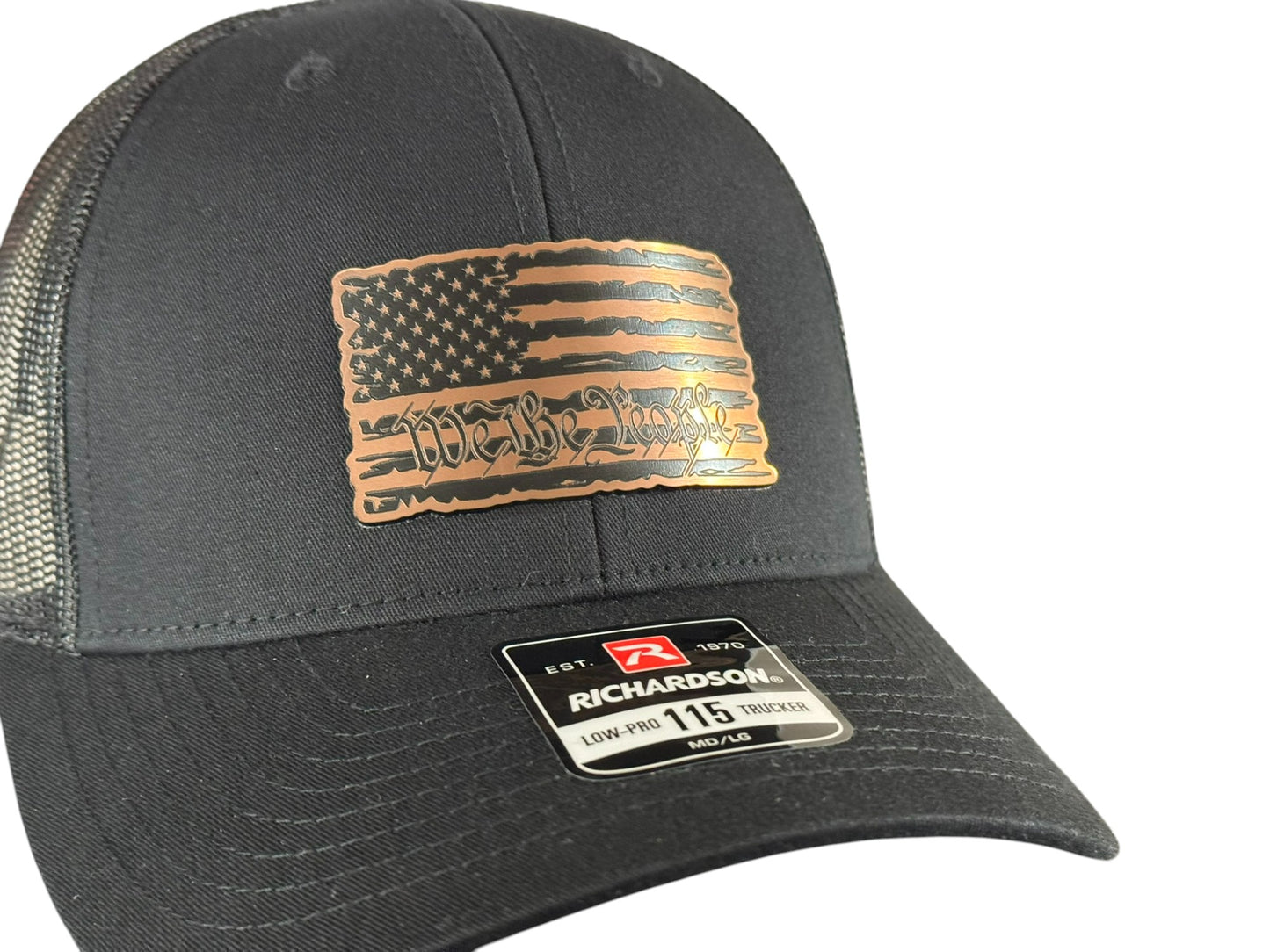 Custom Copper/Black Acrylic Patch on Black Richardson 112