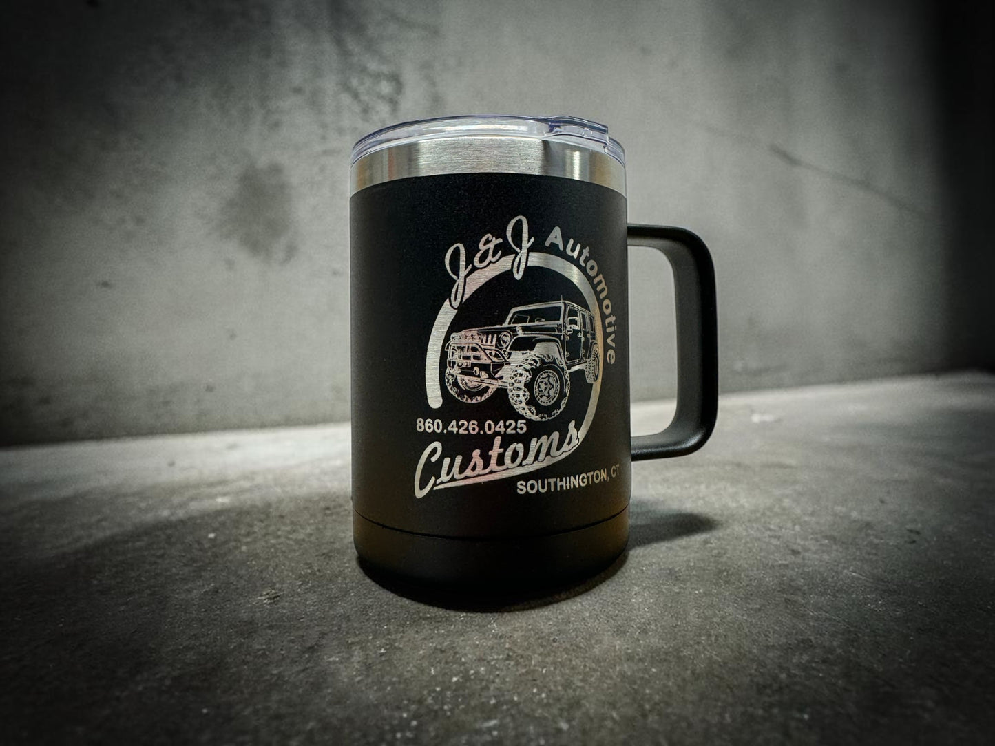 15oz Custom Mug with Sliding Plastic Lid