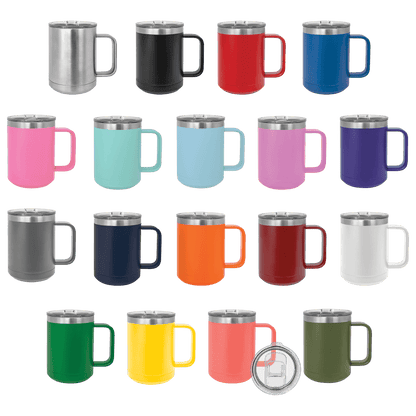 15oz Custom Mug with Sliding Plastic Lid