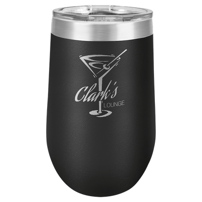 16oz Custom Engraved Wine Tumbler with Sliding Plastic Lid