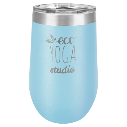 16oz Custom Engraved Wine Tumbler with Sliding Plastic Lid