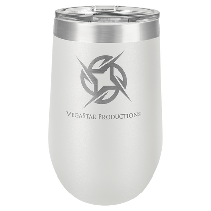 16oz Custom Engraved Wine Tumbler with Sliding Plastic Lid