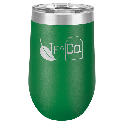 16oz Custom Engraved Wine Tumbler with Sliding Plastic Lid