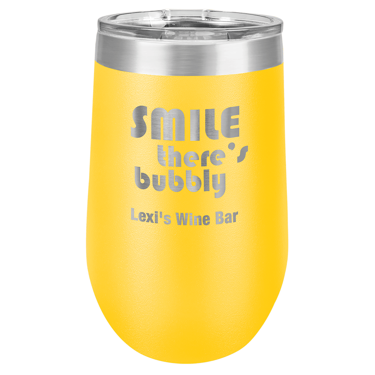 16oz Custom Engraved Wine Tumbler with Sliding Plastic Lid