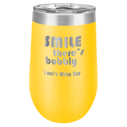 16oz Custom Engraved Wine Tumbler with Sliding Plastic Lid