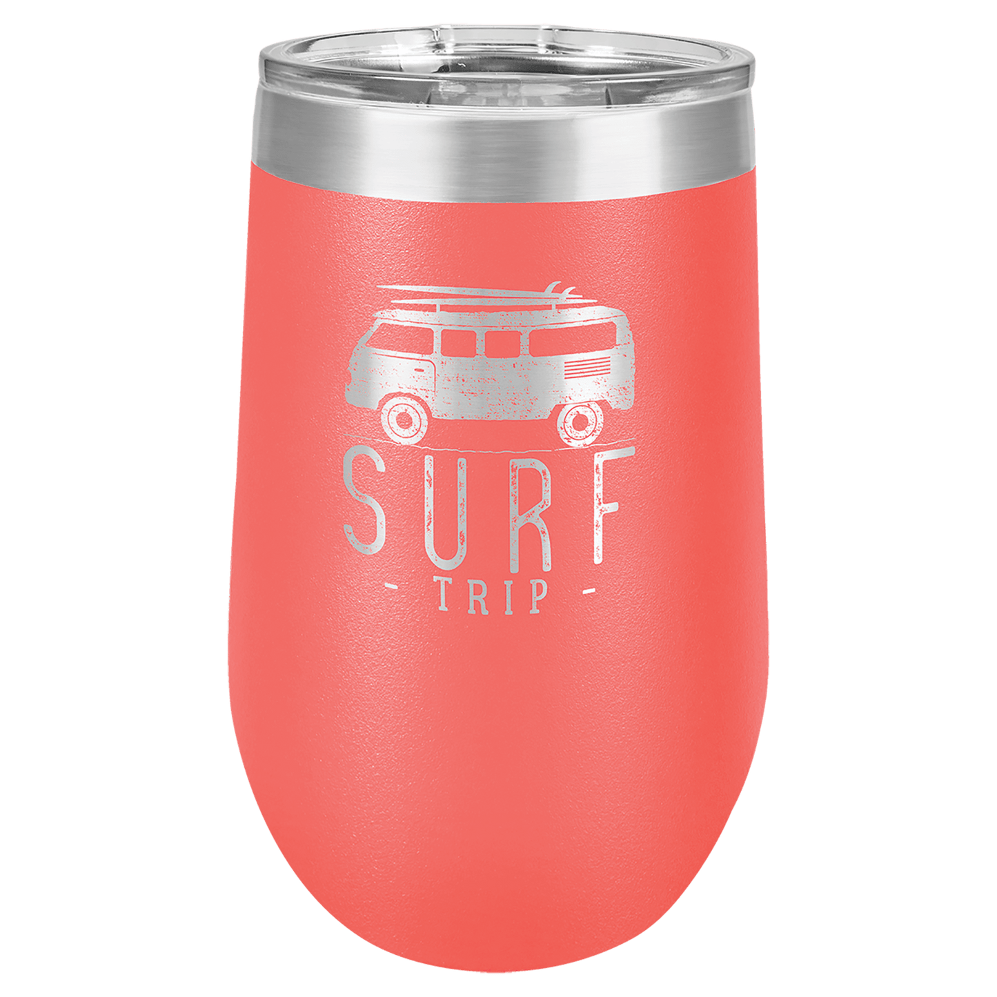 16oz Custom Engraved Wine Tumbler with Sliding Plastic Lid