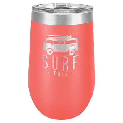 16oz Custom Engraved Wine Tumbler with Sliding Plastic Lid