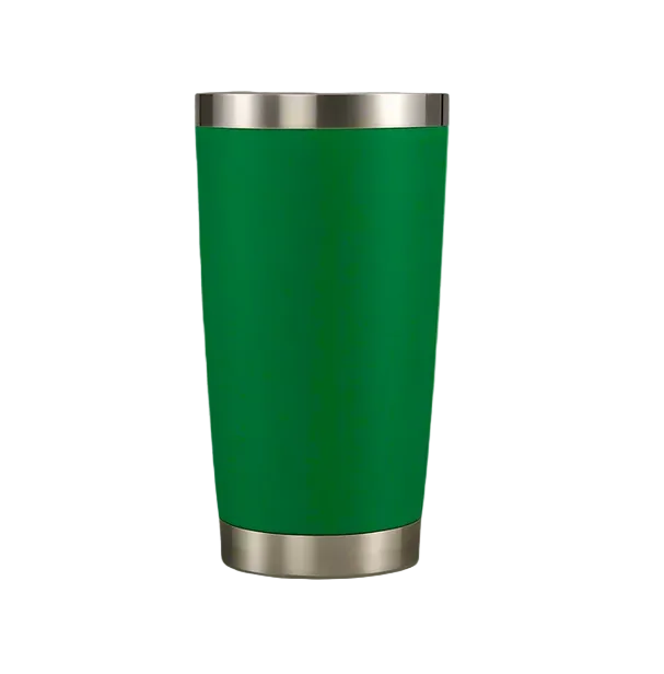 Green tumbler with silver lid and base 