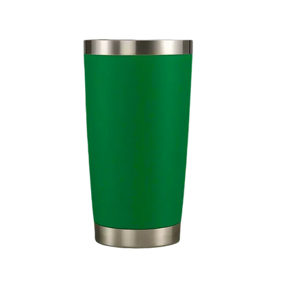 Green tumbler with silver lid and base 