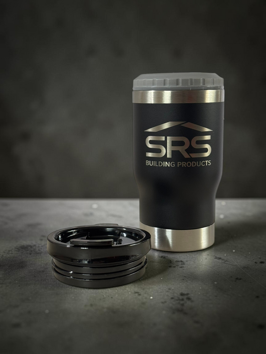 black can cooler with grey top on concrete background