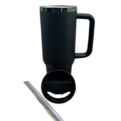Custom Logo 40oz Tumbler with handle - Black Base